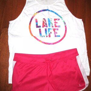 Pink danskin athletic shorts  & Lake Life Tank Size 16-18